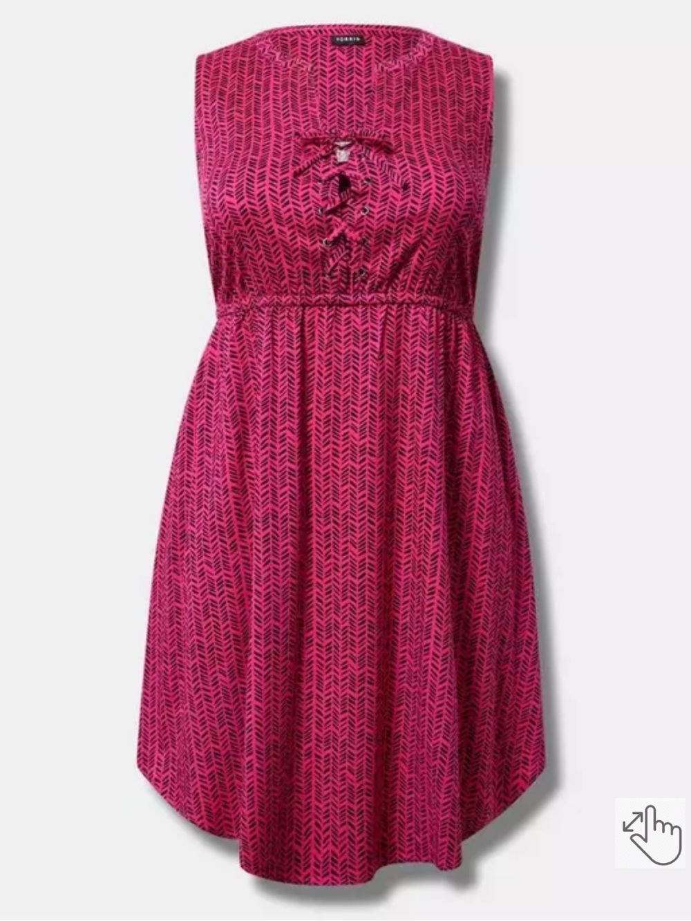 Torrid Mini Stretch Challis Lace Up Detail Shirt Dress - 2